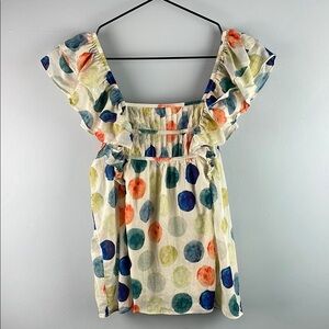 Current Air Colorful Polka Dot Ruffle Tank Top Size S